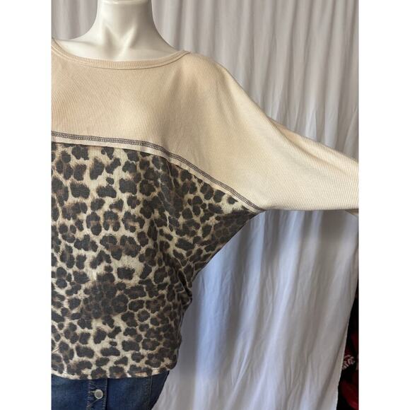 First Love by Lovelyn Leopard Print Colorblock Blouse - Picture 2 of 7